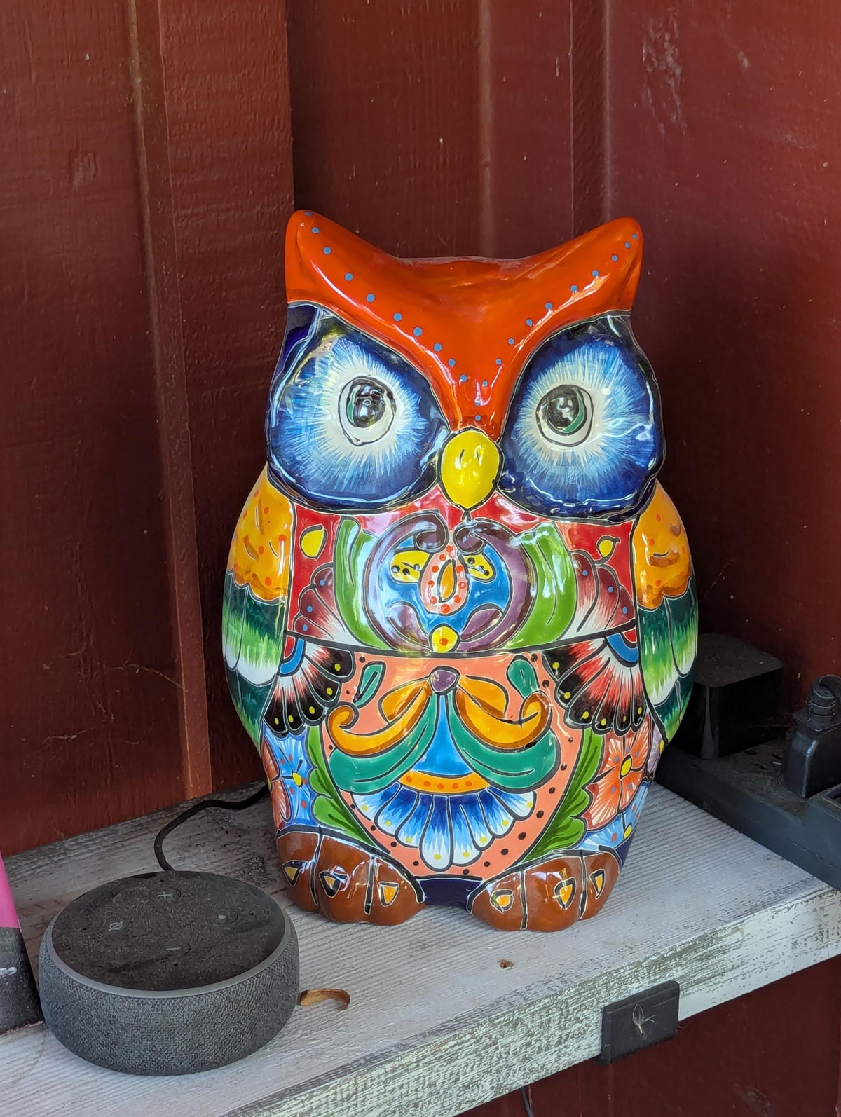 CHIP | Ceramic Owl Planter, Talavera Pottery is Indoor Flower Pot or Outdoor Owl Decor, Mexican Planter & Plant Pot Home Decor, Owl Gift