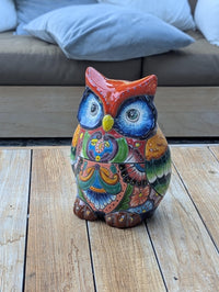 CHIP | Ceramic Owl Planter, Talavera Pottery is Indoor Flower Pot or Outdoor Owl Decor, Mexican Planter & Plant Pot Home Decor, Owl Gift