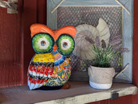 Ceramic Owl Planter, Talavera Pottery is Colorful Indoor Flower Pot or Outdoor Owl Decor, Mexican Planter & Plant Pot Home Decor Owl Gift