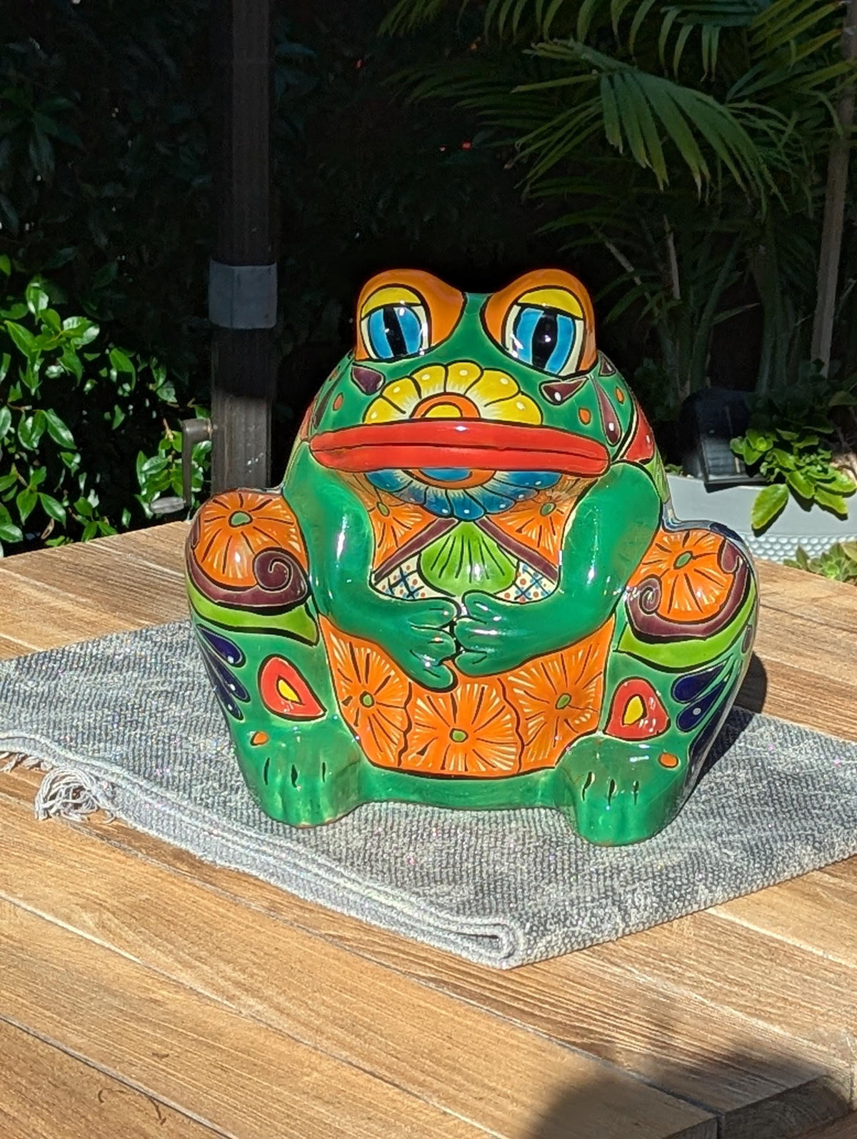 Talavera Frog Flower Pot | Ceramic Pottery for an Indoor or Outdoor Planter Pot is Handmade Mexican Home Decor and Garden Decor and Yard Art