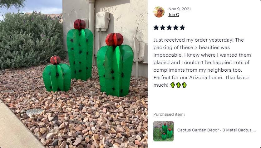 Cactus Family Garden Decor | 3 Cactus Decorations for Your Yard or Home | Hand Painted Lifelike Metal Cactus is Stunning Mexican Garden Art