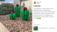 Cactus Family Garden Decor | 3 Cactus Decorations for Your Yard or Home | Hand Painted Lifelike Metal Cactus is Stunning Mexican Garden Art