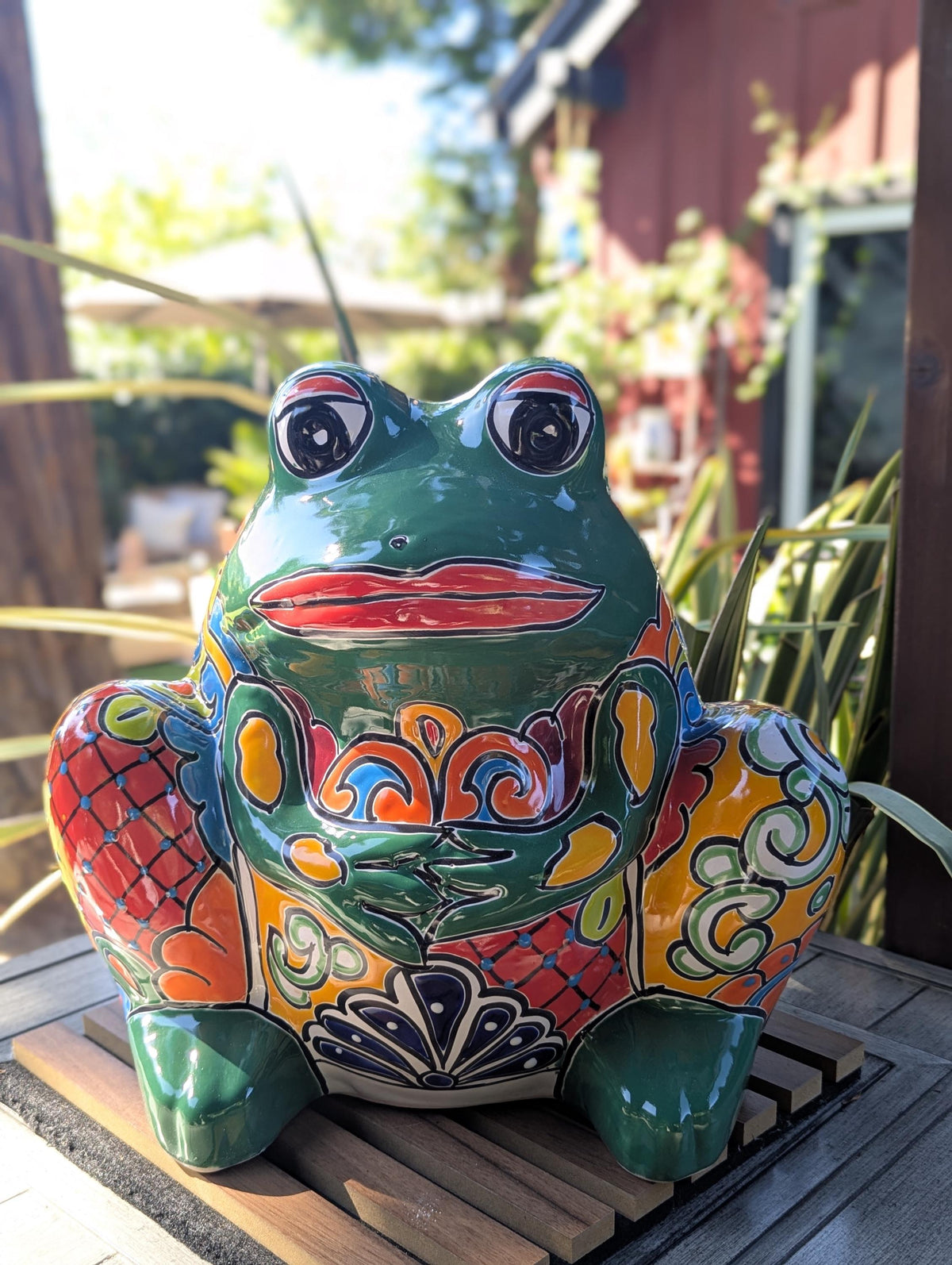 Talavera Frog Planter is Handmade Mexican Pottery Garden Decor