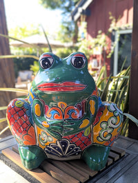 Talavera Frog Planter is Handmade Mexican Pottery Garden Decor