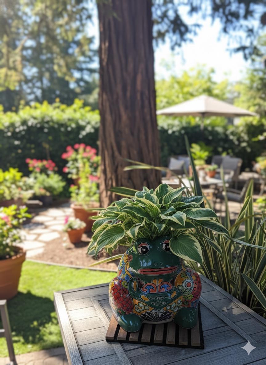 Talavera Frog Planter is Handmade Mexican Pottery Garden Decor