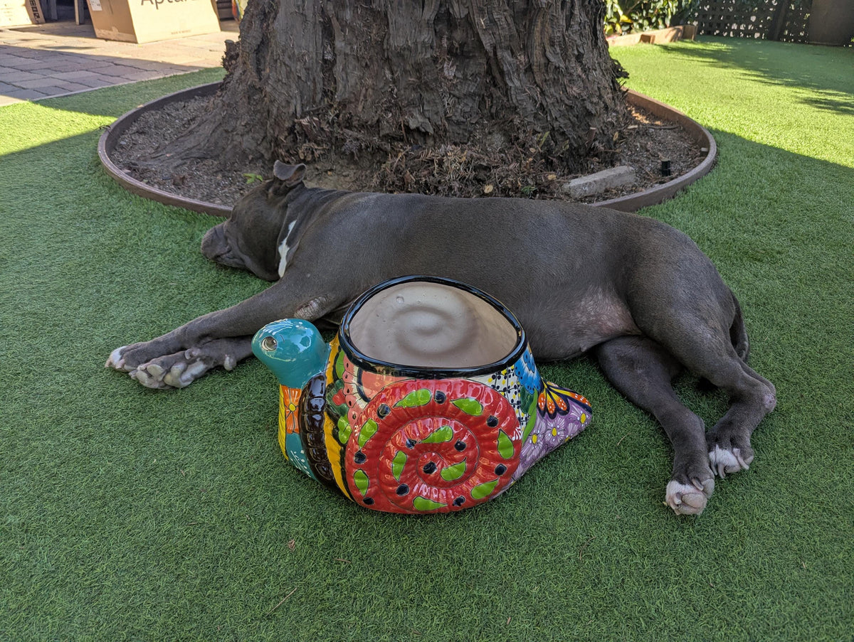 Talavera Snail Planter | Hand-painted Mexican Pottery Garden Decor