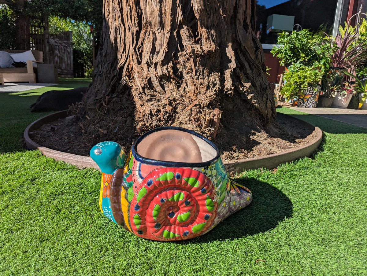 Talavera Snail Planter | Hand-painted Mexican Pottery Garden Decor