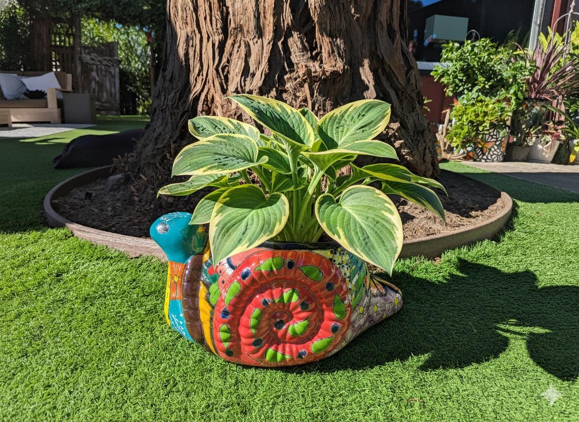Talavera Snail Planter | Hand-painted Mexican Pottery Garden Decor