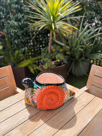 Talavera Snail Planter: Authentic Hand-Painted Mexican Pottery