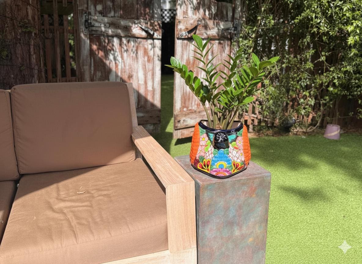 Talavera Snail Planter: Authentic Hand-Painted Mexican Pottery