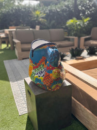 Talavera Whale Planter: Hand-Painted Ceramic Mexican Garden Decor