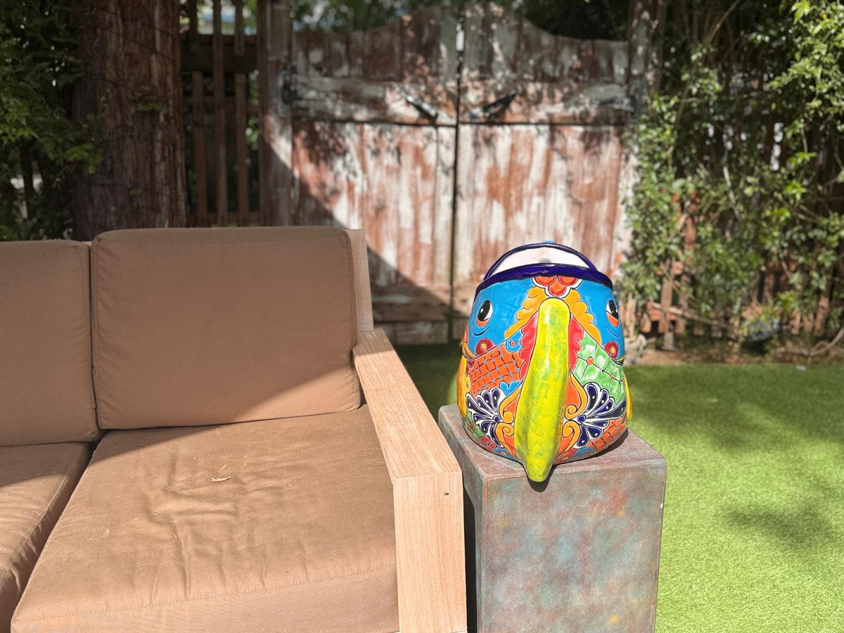 Talavera Whale Planter: Hand-Painted Ceramic Mexican Garden Decor