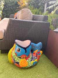 Talavera Whale Planter: Hand-Painted Ceramic Mexican Garden Decor