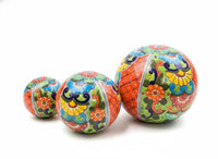 Talavera Garden Spheres - Handmade Mexican Yard Art Decor (Set of 3)