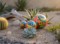 Talavera Garden Spheres - Handmade Mexican Yard Art Decor (Set of 3)