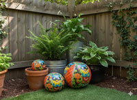 Talavera Garden Spheres - Handmade Mexican Yard Art Decor (Set of 3)