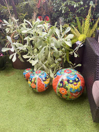 Talavera Garden Spheres - Handmade Mexican Yard Art Decor (Set of 3)