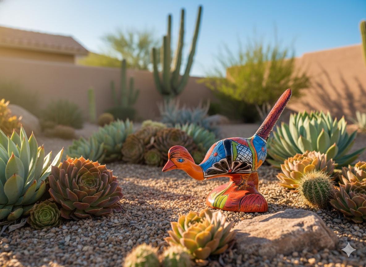 Talavera Roadrunner is Handmade Mexican Ceramic Garden Art