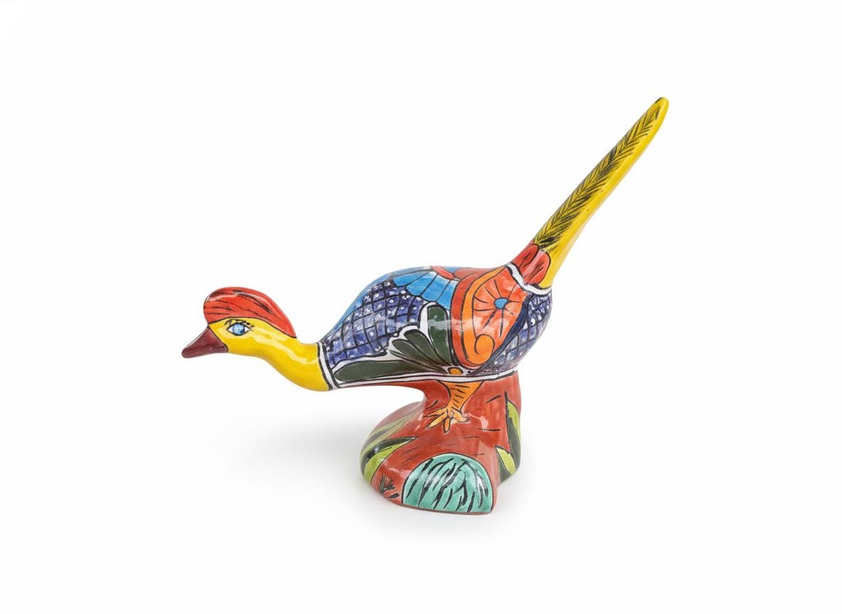 Talavera Roadrunner is Handmade Mexican Ceramic Garden Art