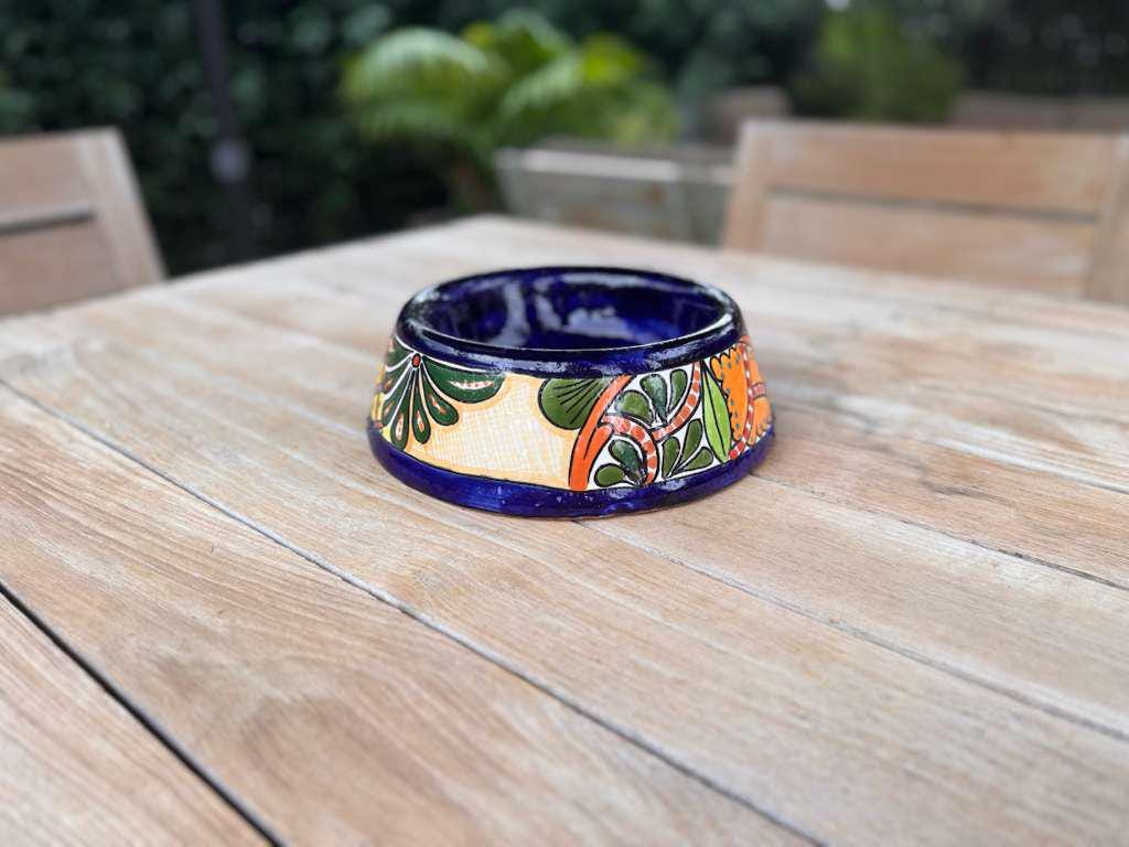 Talavera Dog Bowl: Hand-painted Ceramic Pet Food Dish