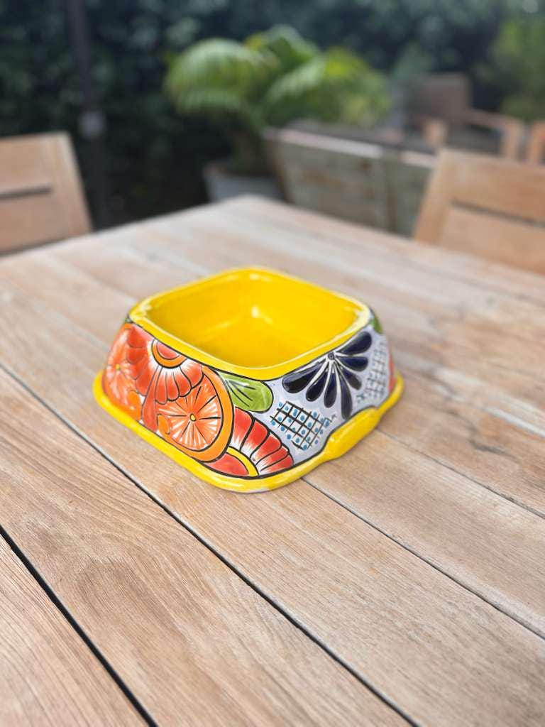 Talavera Dog Bowl: Hand-Painted Ceramic Mexican Pet Food Dish