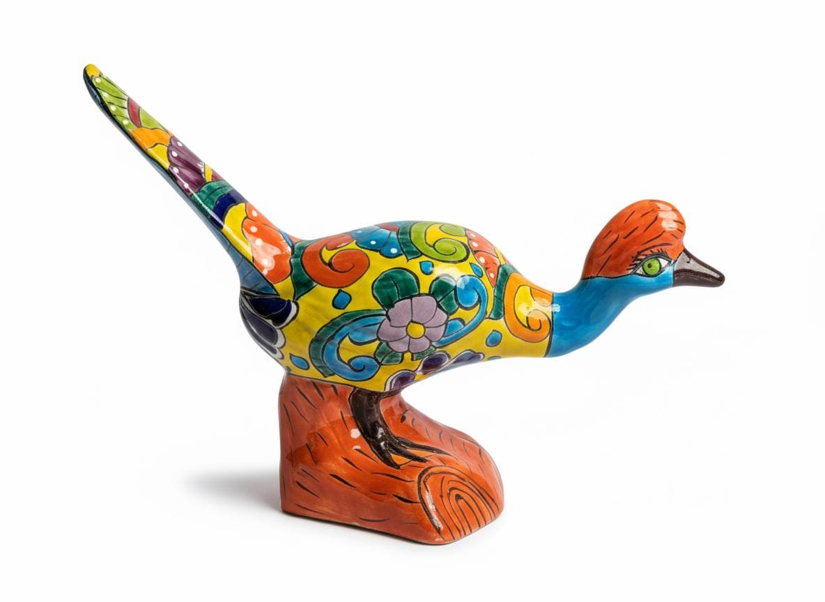 Talavera Roadrunner is Handmade Mexican Ceramic Garden Art