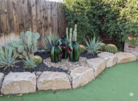 Cactus Family Garden Decor | 3 Cactus Decorations for Your Yard or Home | Hand Painted Lifelike Metal Cactus is Stunning Mexican Garden Art