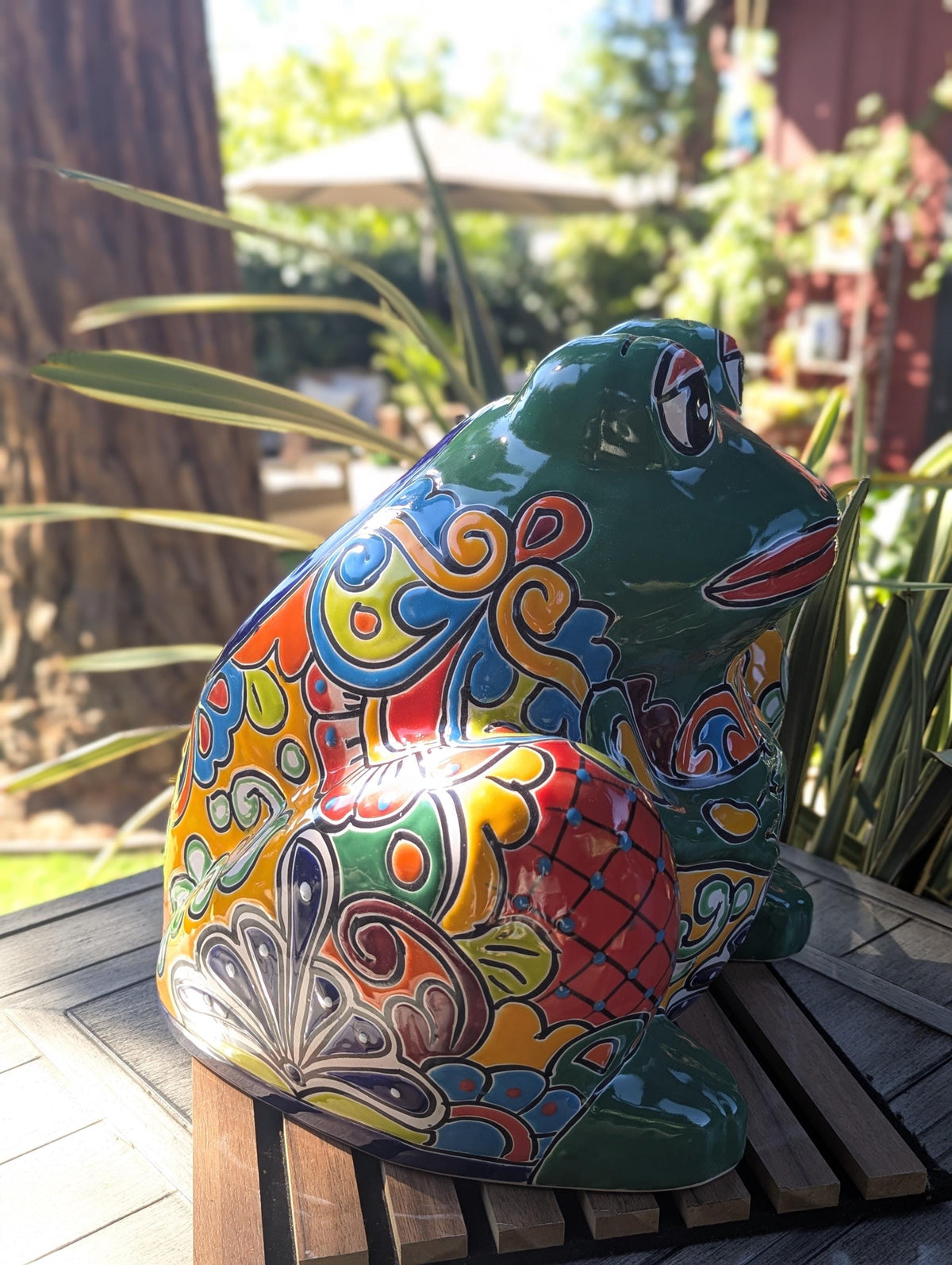 Talavera Frog Planter is Handmade Mexican Pottery Garden Decor