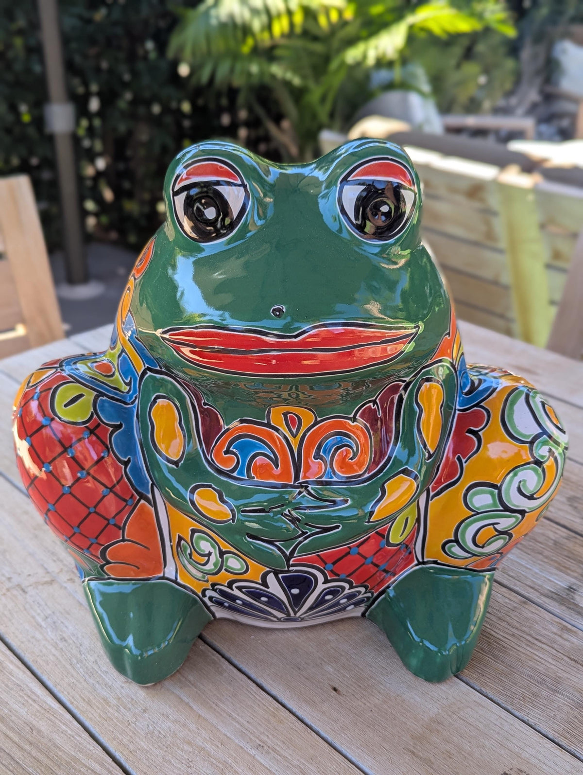Talavera Frog Planter is Handmade Mexican Pottery Garden Decor