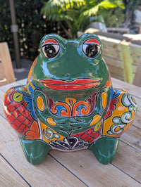 Talavera Frog Planter is Handmade Mexican Pottery Garden Decor