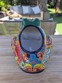Talavera Frog Planter is Handmade Mexican Pottery Garden Decor