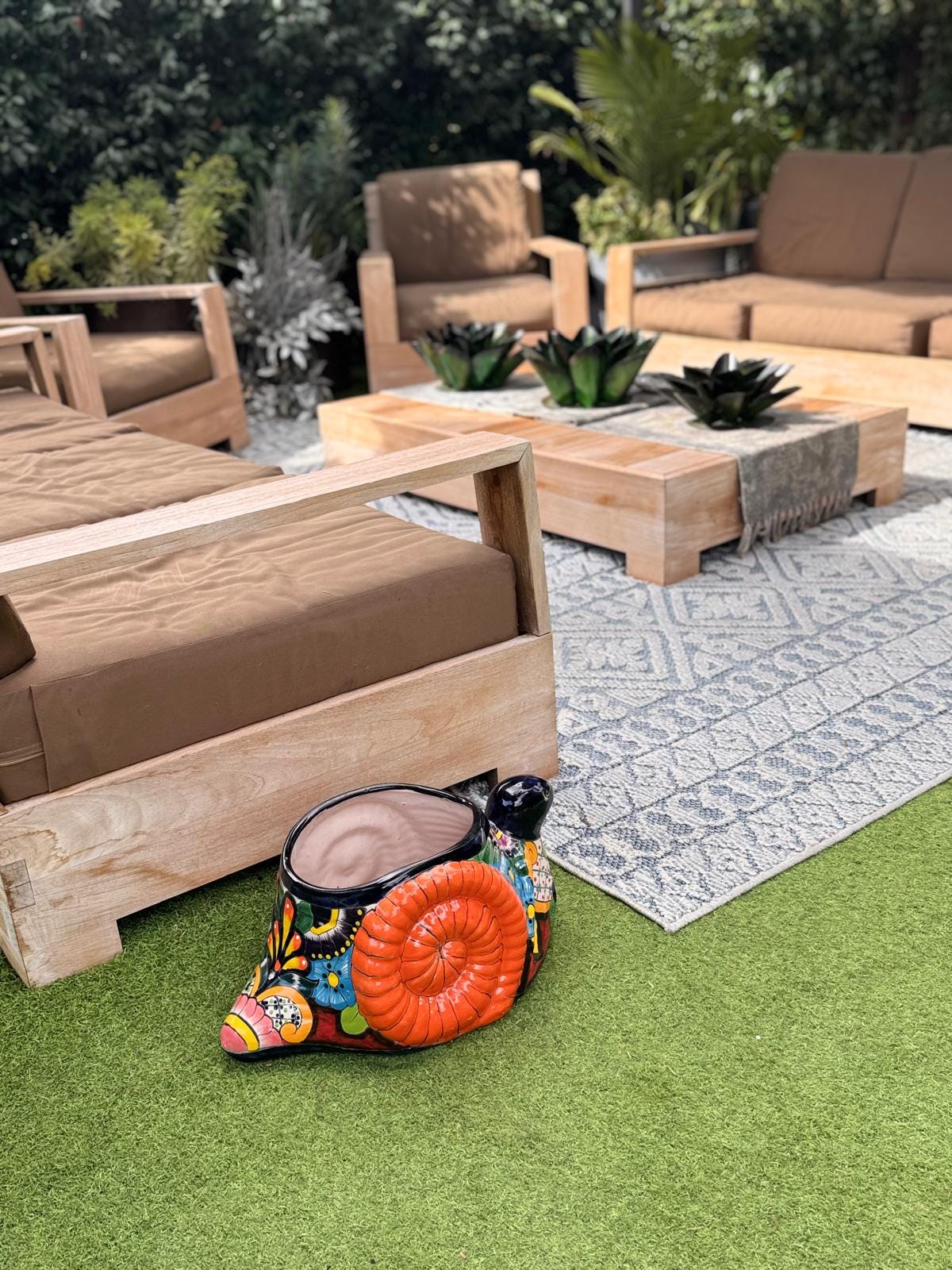 Talavera Snail Planter | Hand-painted Mexican Ceramic Garden Decor