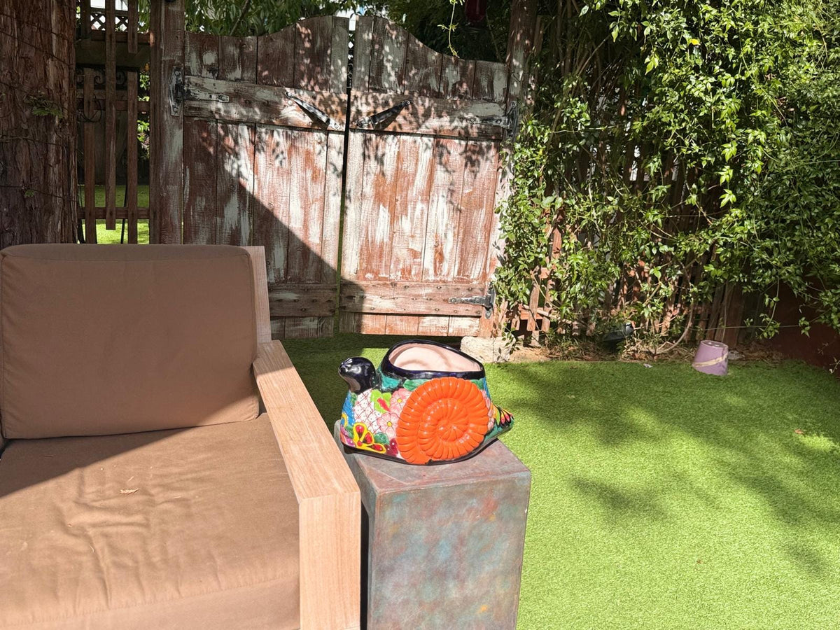 Talavera Snail Planter: Authentic Hand-Painted Mexican Pottery
