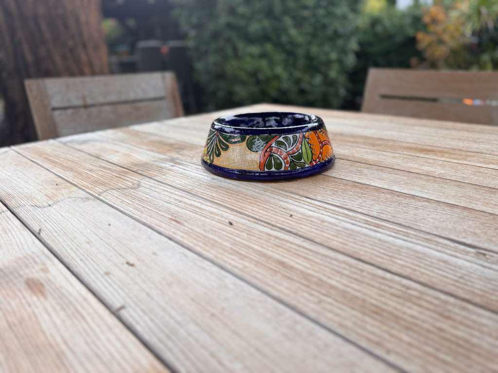 Talavera Dog Bowl: Hand-painted Ceramic Pet Food Dish