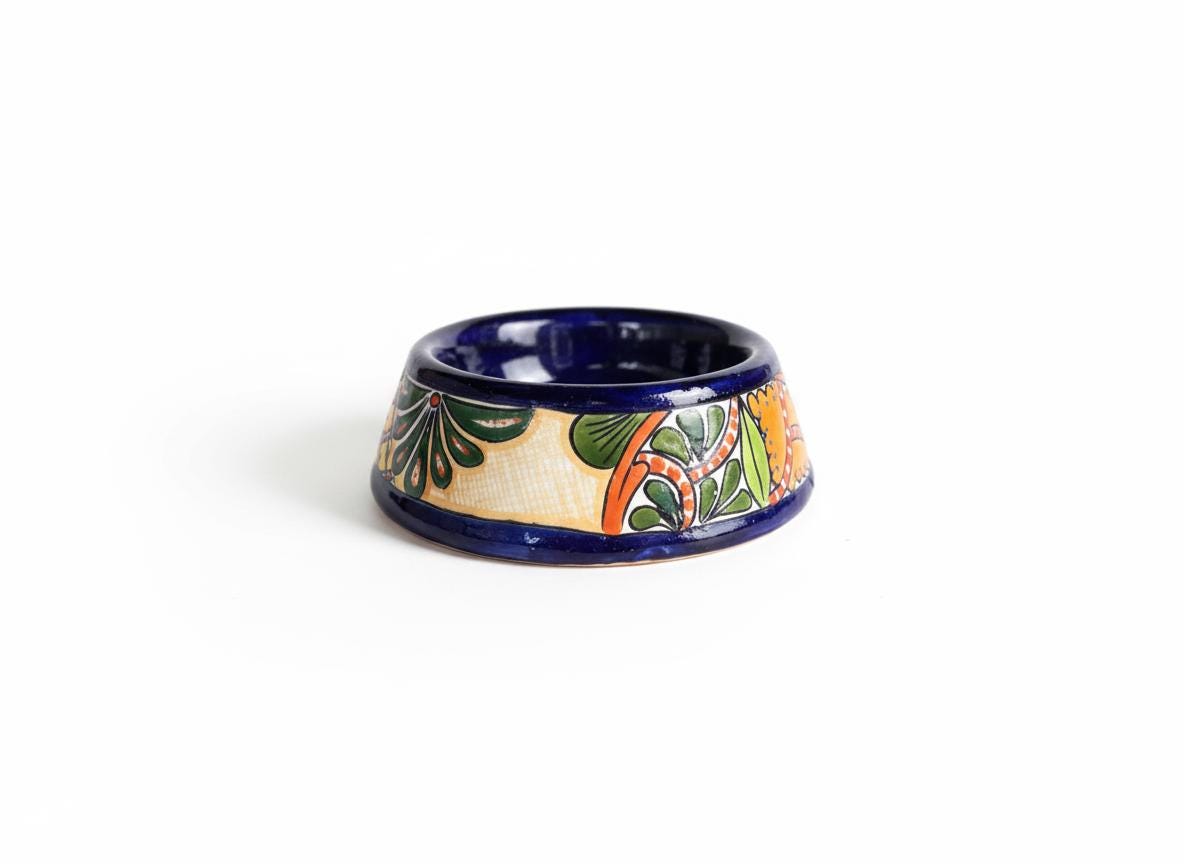 Talavera Dog Bowl: Hand-painted Ceramic Pet Food Dish