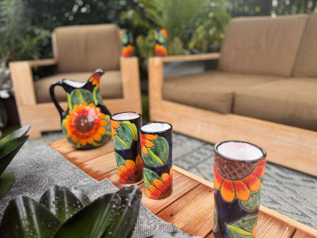 Talavera Pitcher and Glasses Set: Hand-Painted Mexican Ceramic Pottery
