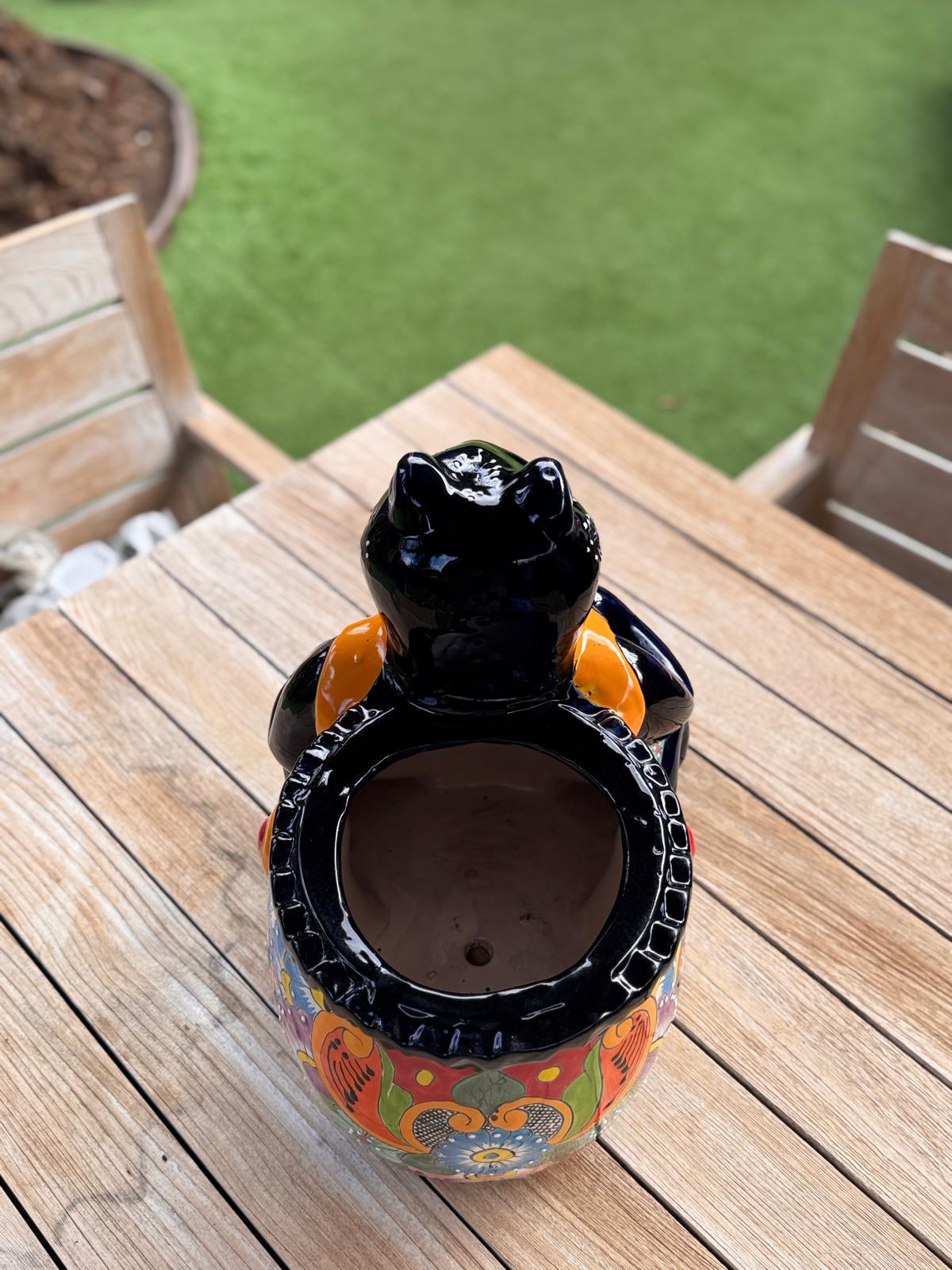 Talavera Frog Planter: Handmade Ceramic Mexican Garden Decor