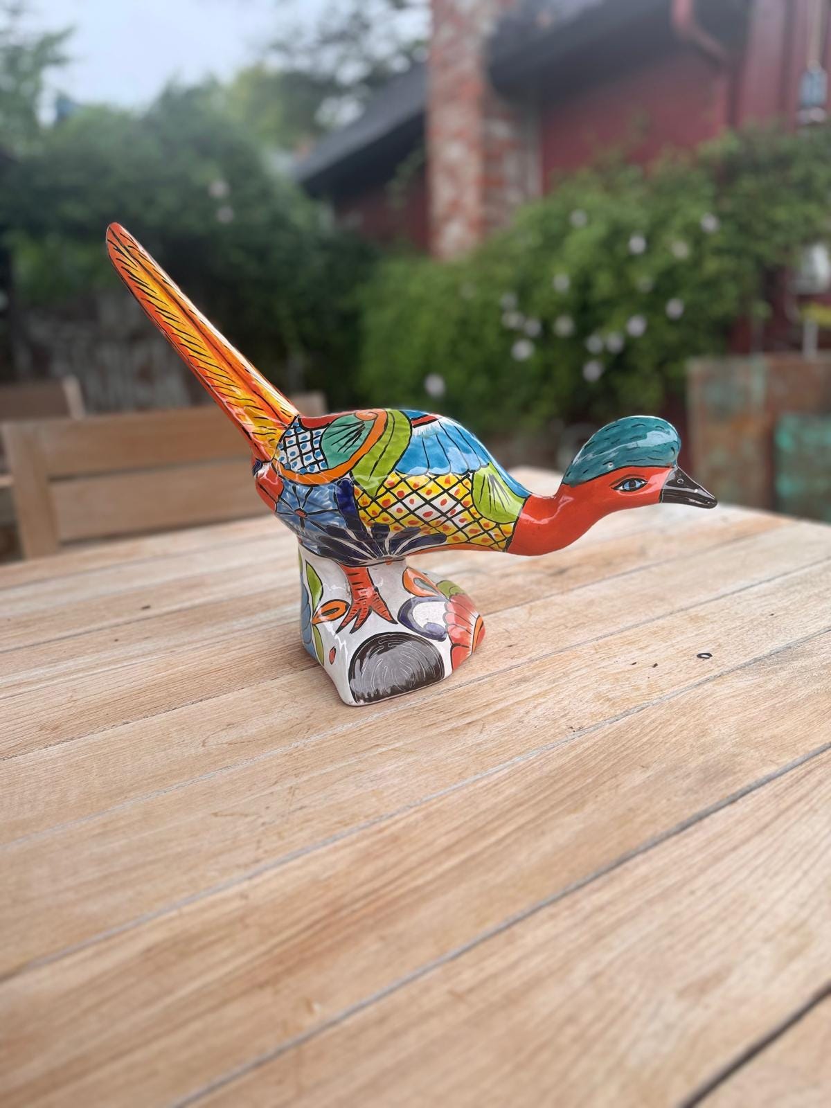 Talavera Roadrunner is Handmade Mexican Ceramic Garden Art