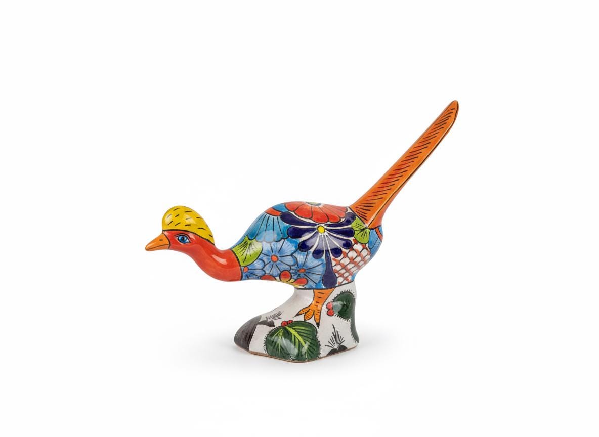 Talavera Roadrunner is Handmade Mexican Ceramic Garden Art