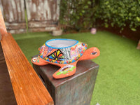 Handmade Talavera Turtle Planter: Mexican Pottery Garden Decor