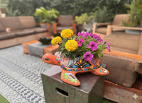 Handmade Talavera Turtle Planter: Mexican Pottery Garden Decor