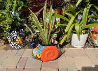 Talavera Snail Planter | Hand-painted Mexican Ceramic Garden Decor