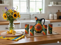Talavera Pitcher and Glasses Set: Hand-Painted Mexican Ceramic Pottery