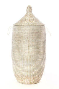 Slender Laurel Hamper Basket from Senegal, Home Decor Housewarming Gift for Her