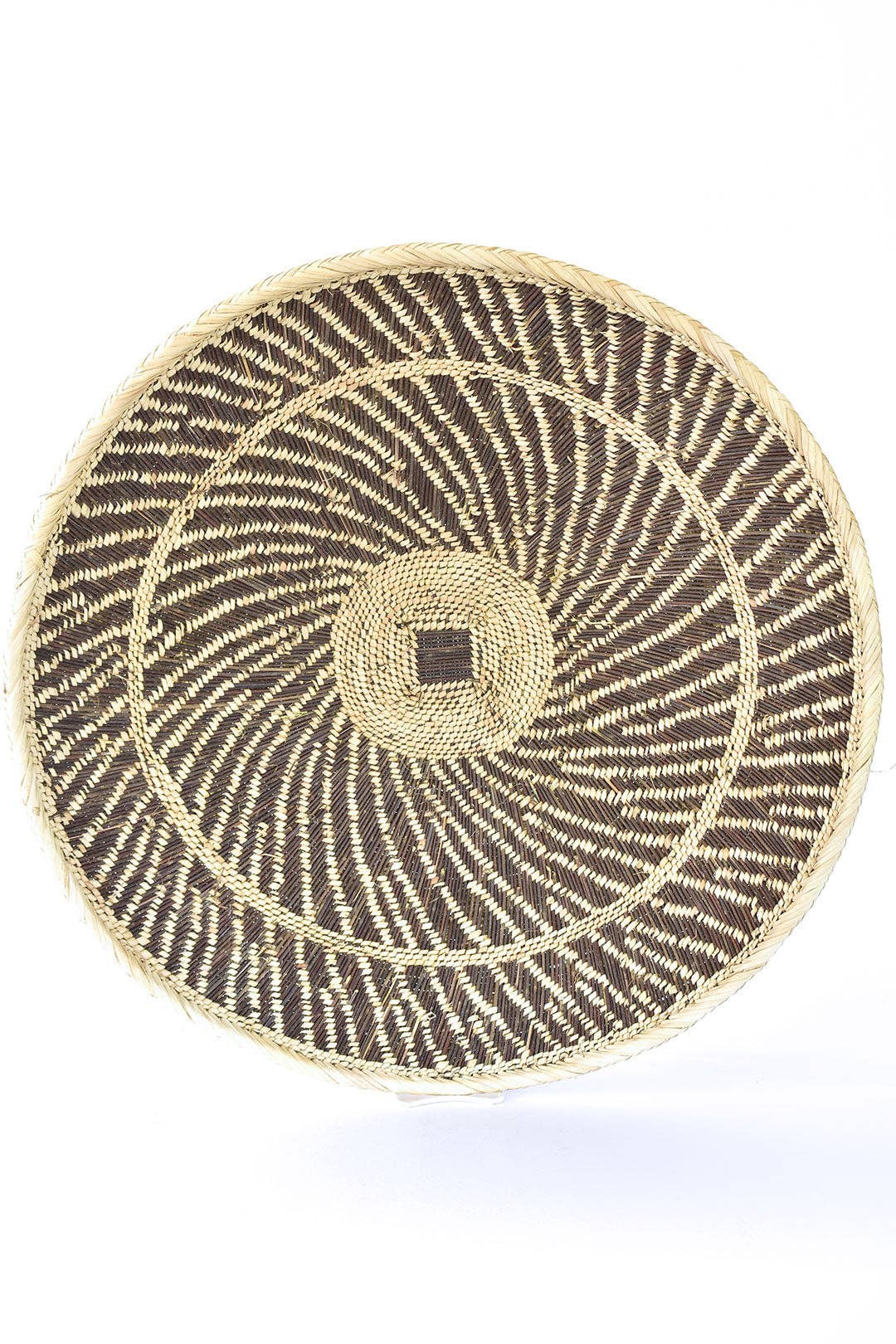 Handwoven BaTonga All-Natural Plateau Basket with Sun Pattern, Home Decor Gift for Her, Large