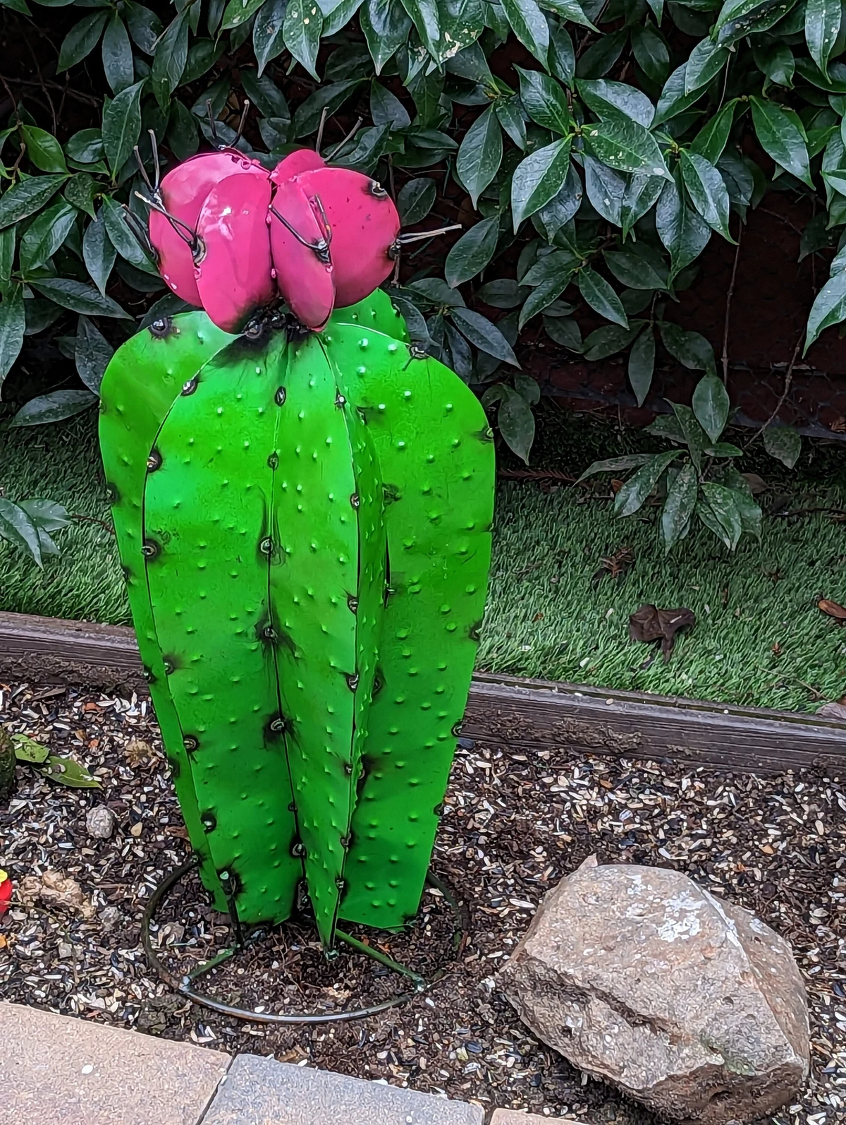 Cactus Garden Decor, Cactus Decorations for Yard or Home, Hand Painted Lifelike Metal Cactus, Mexican Yard Art, 22" High
