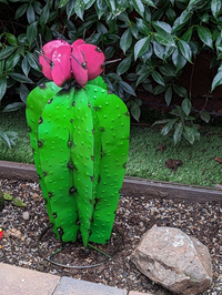Cactus Garden Decor, Cactus Decorations for Yard or Home, Hand Painted Lifelike Metal Cactus, Mexican Yard Art, 22" High