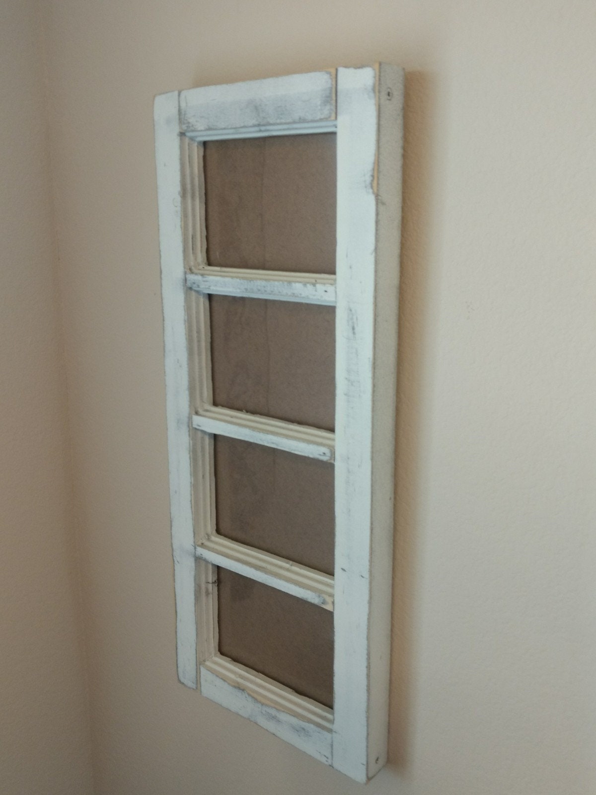 5x7 Wood 4 Picture Frames w Glass Panes, Rustic, Whitewashed Home Decor, Distressed Look Window Frame, Handmade TX USA, Free S/H