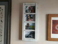 5x7 Wood 4 Picture Frames w Glass Panes, Rustic, Whitewashed Home Decor, Distressed Look Window Frame, Handmade TX USA, Free S/H