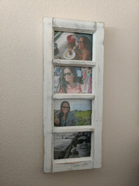 5x7 Wood 4 Picture Frames w Glass Panes, Rustic, Whitewashed Home Decor, Distressed Look Window Frame, Handmade TX USA, Free S/H